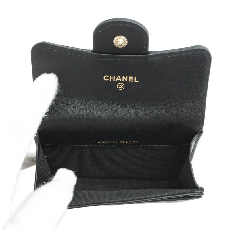 シャネル カードケース マトラッセ ココマーク クラシックカードケース ピンズ ラムスキン AP0214 CHANEL 名刺入れ 黒