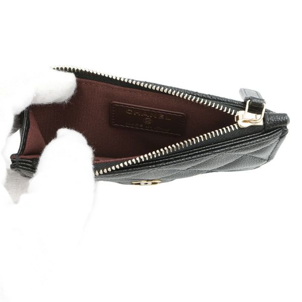 シャネル カードケース マトラッセ ココマーク クラシック ジップ フラグメントケース キャビアスキン AP2570 黒