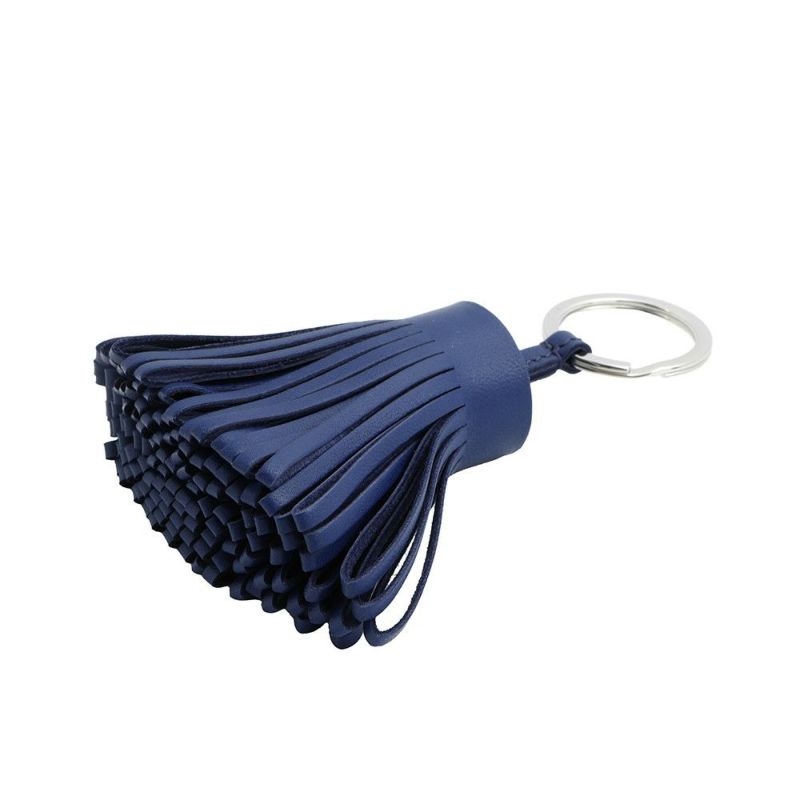 エルメス キーホルダー カルメン ブルータイ/シルバー金具 ラムスキン K刻印