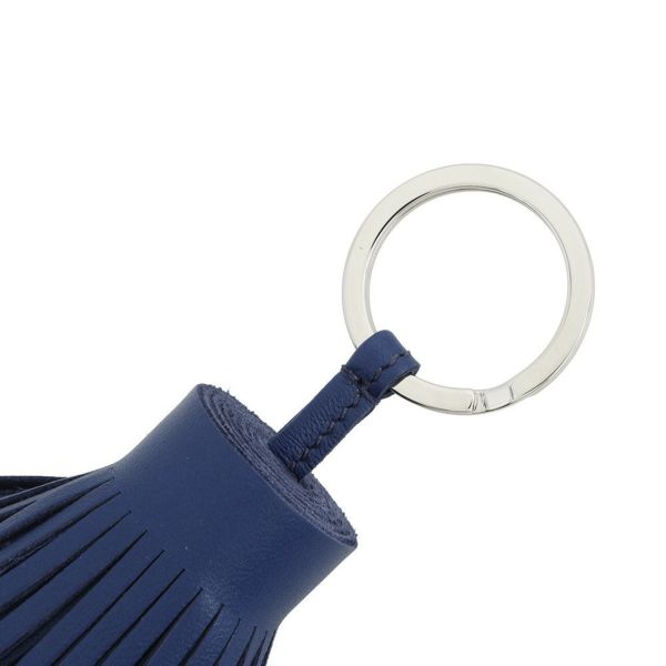 エルメス キーホルダー カルメン ブルータイ/シルバー金具 ラムスキン K刻印