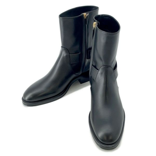 シャネル ショートブーツ ココマーク チェーン レザー レディースサイズ36 1/2C G39170 CHANEL 靴 黒