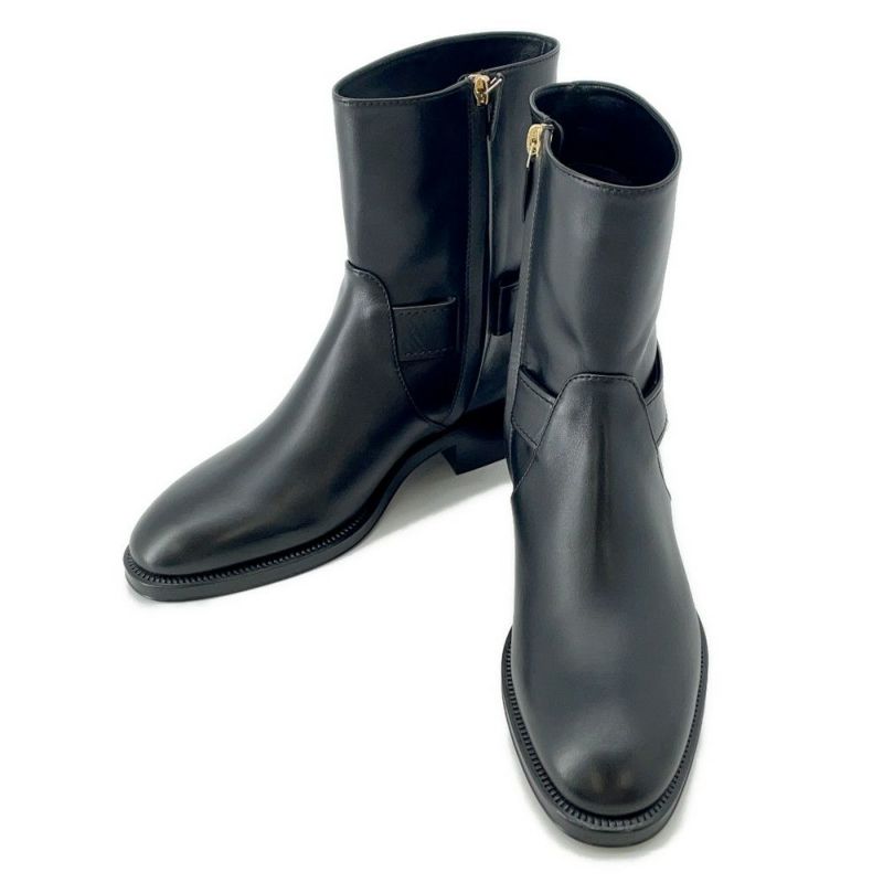 シャネル ショートブーツ ココマーク チェーン レザー レディースサイズ36 1/2C G39170 CHANEL 靴 黒