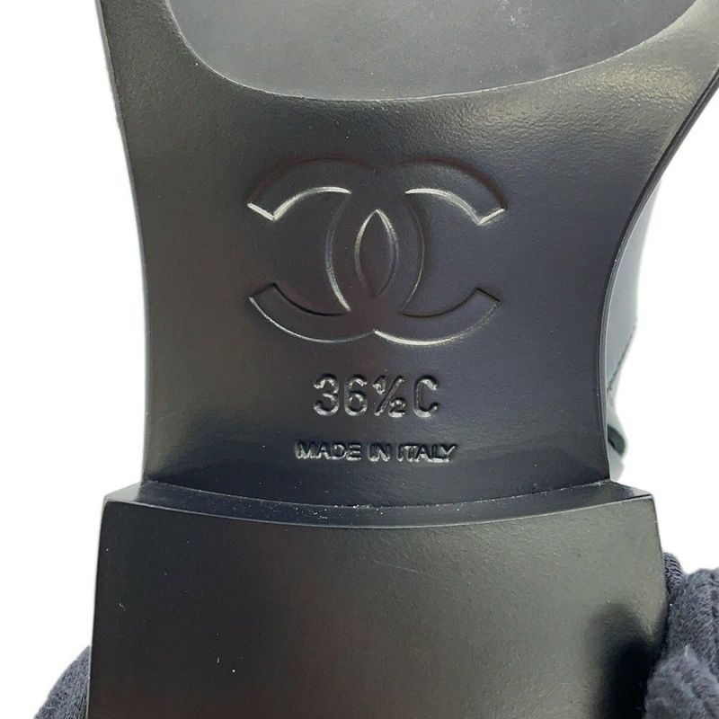 シャネル ショートブーツ ココマーク チェーン レザー レディースサイズ36 1/2C G39170 CHANEL 靴 黒