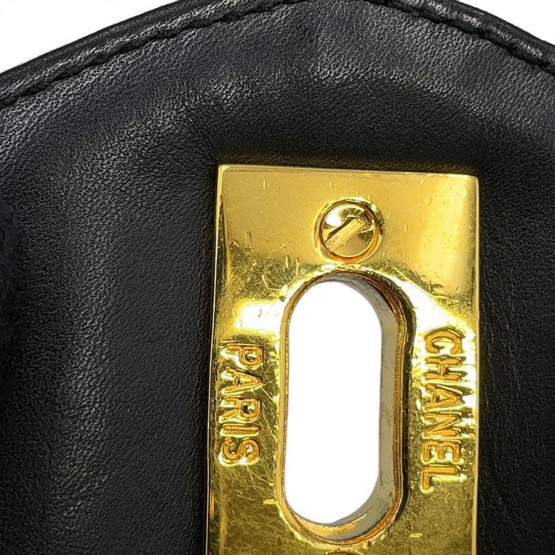 シャネル チェーントートバッグ ココマーク マトラッセ スーパーモデルバッグ レザー 黒