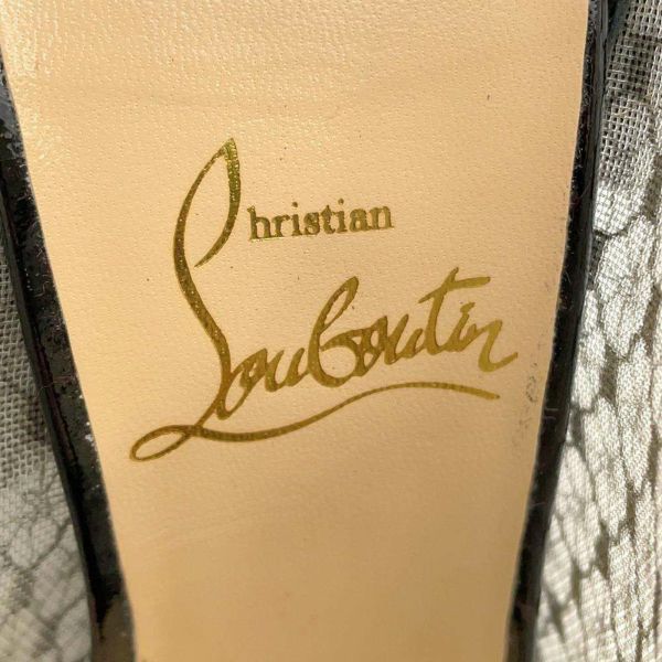 クリスチャン・ルブタン パンプス リボン レース パテント レディースサイズ35 1/2 Christian Louboutin ブーティ 靴 黒