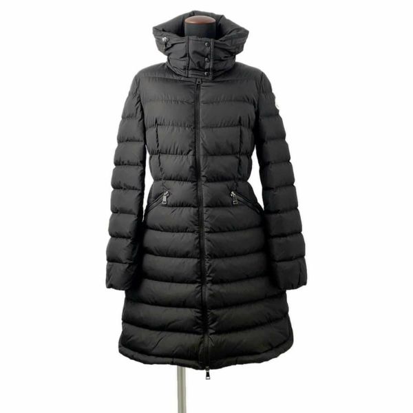 モンクレール ロングダウンジャケット FLAMMETTE フラメッテ レディースサイズ1 H20931C509 MONCLER Aライン フード 黒