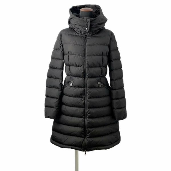 モンクレール ロングダウンジャケット FLAMMETTE フラメッテ レディースサイズ1 H20931C509 MONCLER Aライン フード 黒