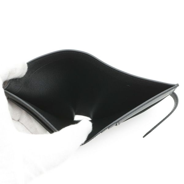 エルメス 二つ折り財布 ベアンコンパクト ブラック/シルバー金具 ヴォーマダム W刻印 黒