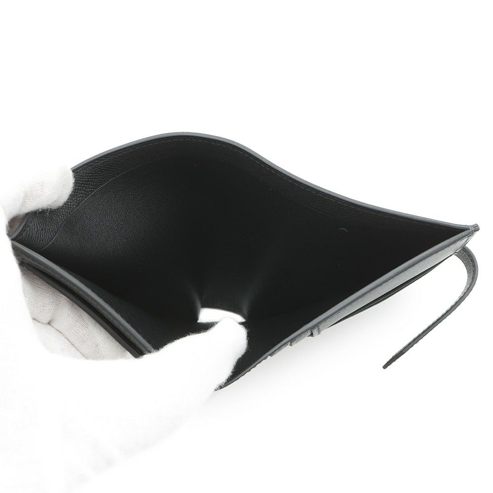 エルメス 二つ折り財布 ベアンコンパクト ブラック/シルバー金具 ヴォーマダム W刻印 黒