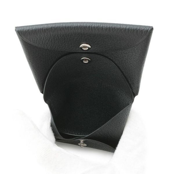 エルメス コインケース カルヴィ デュオ ブラック/シルバー金具 シェブルミゾル K刻印 小銭入れ 黒