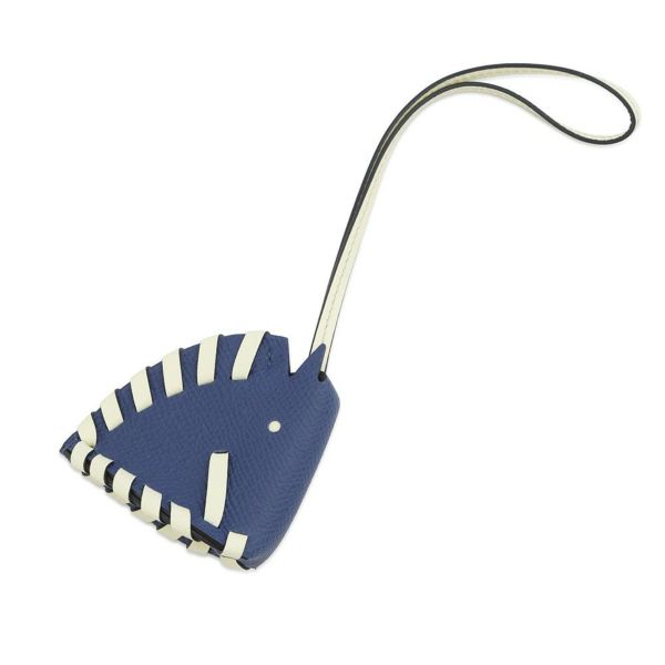 エルメス バッグチャーム シュバル トレッセ ブルータイ/ジョーヌミルトン エプソン K刻印 HERMES チャーム