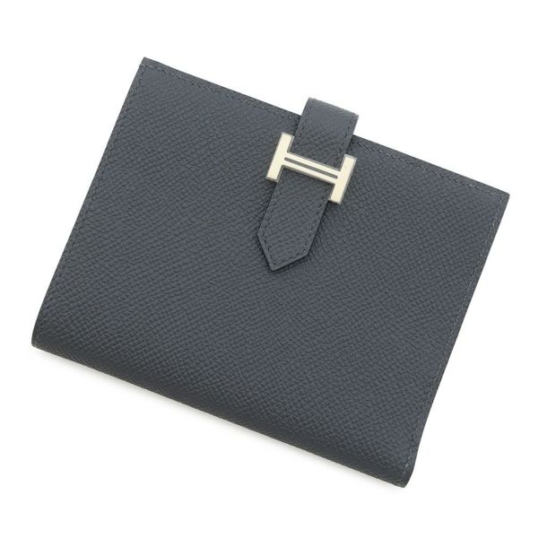 エルメス 二つ折り財布 ベアンコンパクト グリミスティ/シャンパンゴールド金具 エプソン K刻印