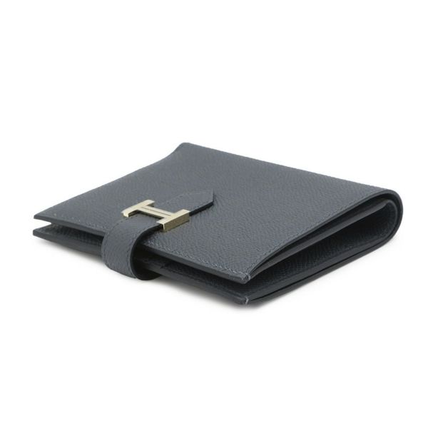 エルメス 二つ折り財布 ベアンコンパクト グリミスティ/シャンパンゴールド金具 エプソン K刻印