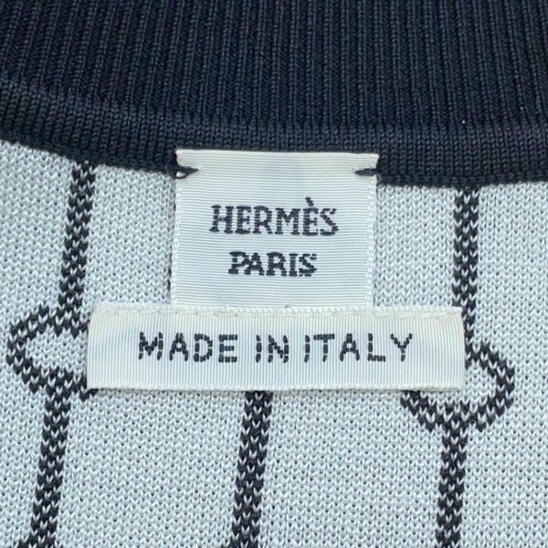 エルメス ワンピース シェーヌダンクル ワンピース シルク 半袖 レディースサイズ34 HERMES ニットワンピ 黒 白