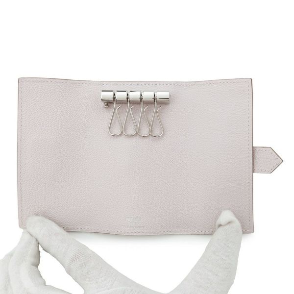 エルメス 4連キーケース ベアン モーブペール/シルバー金具 シェブルミゾル W刻印 HERMES
