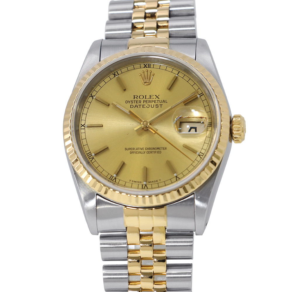ロレックス デイトジャスト S番 SS/K18YG 16233 ROLEX 腕時計 シャンパン文字盤