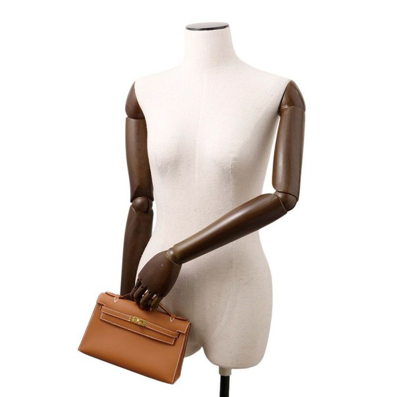 エルメス ハンドバッグ ポシェットケリー ゴールド/ゴールド金具 スイフト K刻印