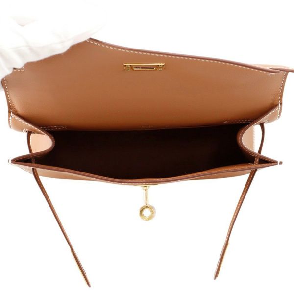 エルメス ハンドバッグ ポシェットケリー ゴールド/ゴールド金具 スイフト K刻印