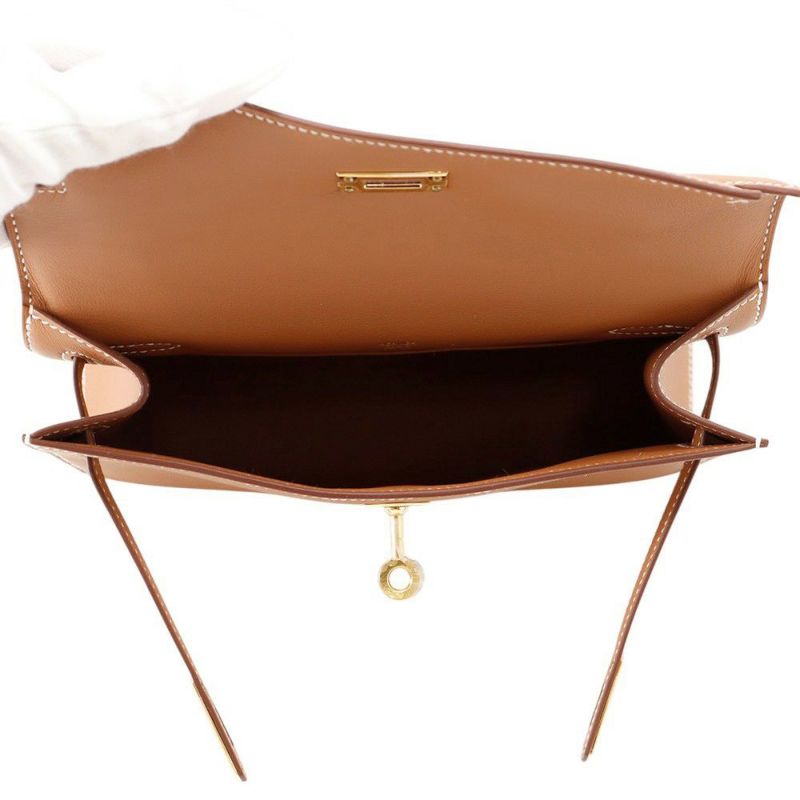 エルメス ハンドバッグ ポシェットケリー ゴールド/ゴールド金具 スイフト K刻印