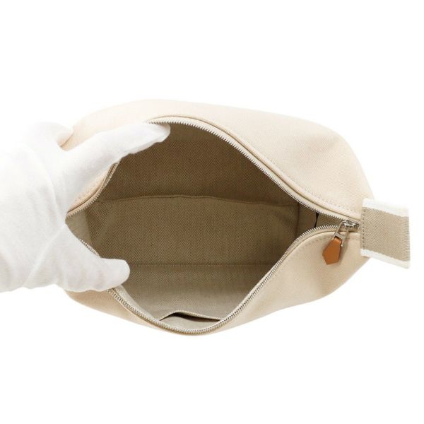 エルメス ポーチ ブリッド・ア・ブラックPM ベージュ/シルバー金具 キャンバス HERMES バッグ 小物入れ