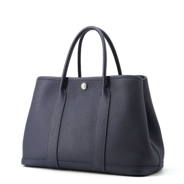 エルメス トートバッグ ガーデンパーティTPM ブルーニュイ/シルバー金具 ネゴンダ D刻印