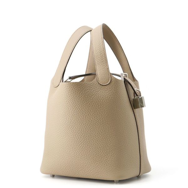 エルメス ハンドバッグ ピコタンロックPM ベージュマルファ/シルバー金具 トリヨンクレマンス K刻印