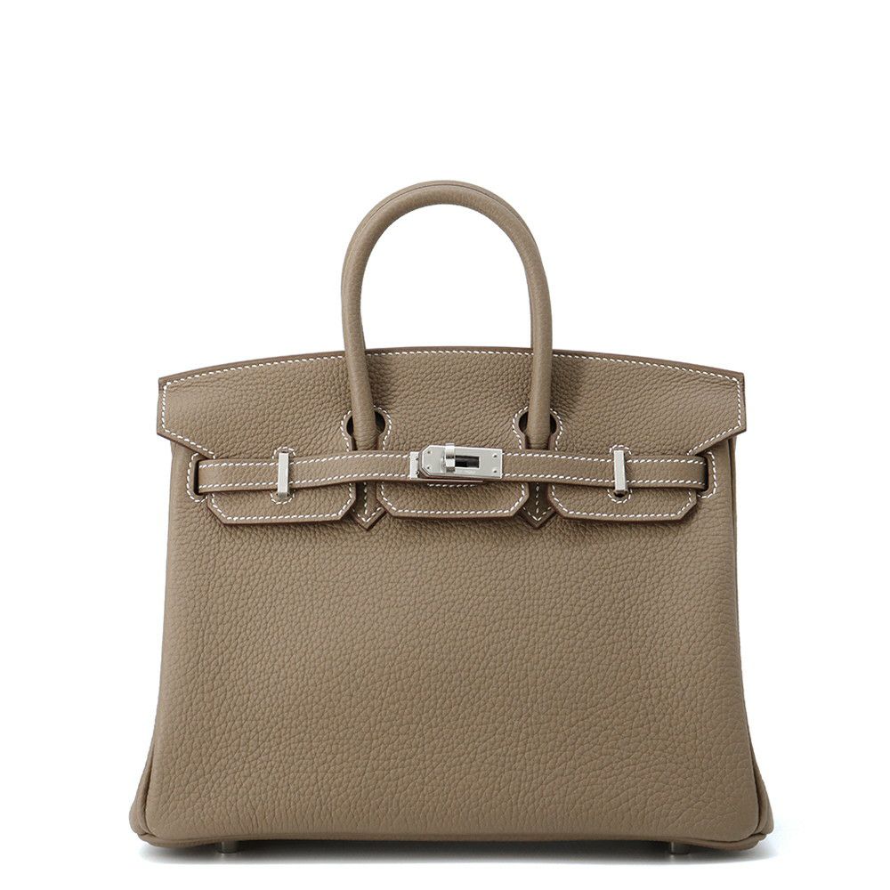 エルメス バーキン25 エトゥープ/シルバー金具 トゴ K刻印 HERMES Birkin ハンドバッグ