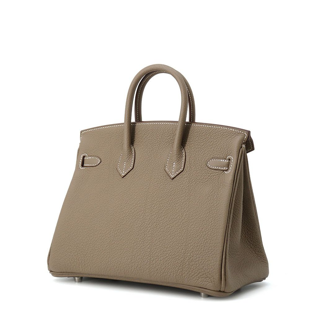 エルメス バーキン25 エトゥープ/シルバー金具 トゴ K刻印 HERMES Birkin ハンドバッグ