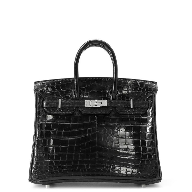 エルメス バーキン25 ブラック/シルバー金具  ニロティカスシャイン □M刻印 HERMES Birkin ハンドバッグ 黒