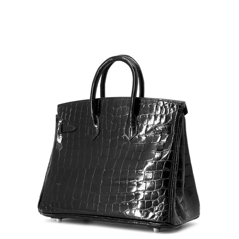 エルメス バーキン25 ブラック/シルバー金具  ニロティカスシャイン □M刻印 HERMES Birkin ハンドバッグ 黒