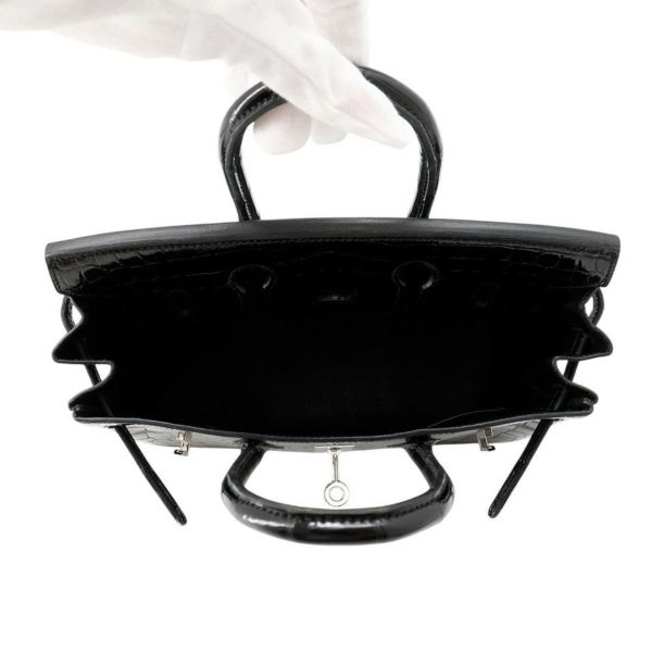 エルメス バーキン25 ブラック/シルバー金具  ニロティカスシャイン □M刻印 HERMES Birkin ハンドバッグ 黒