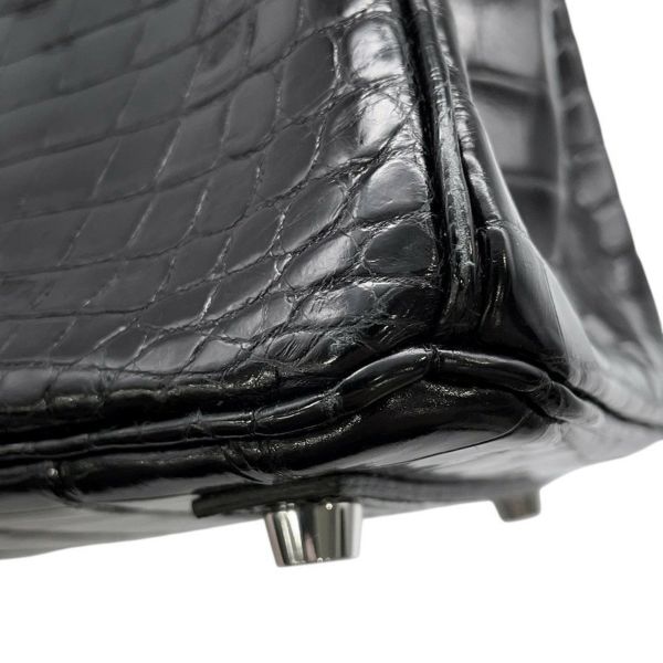 エルメス バーキン25 ブラック/シルバー金具  ニロティカスシャイン □M刻印 HERMES Birkin ハンドバッグ 黒