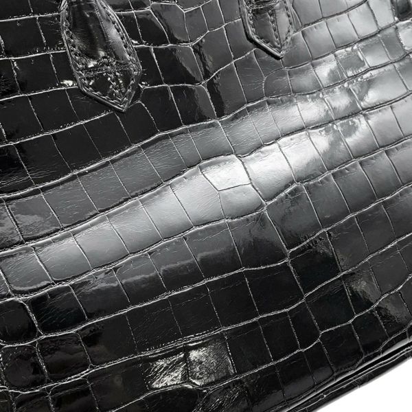 エルメス バーキン25 ブラック/シルバー金具  ニロティカスシャイン □M刻印 HERMES Birkin ハンドバッグ 黒