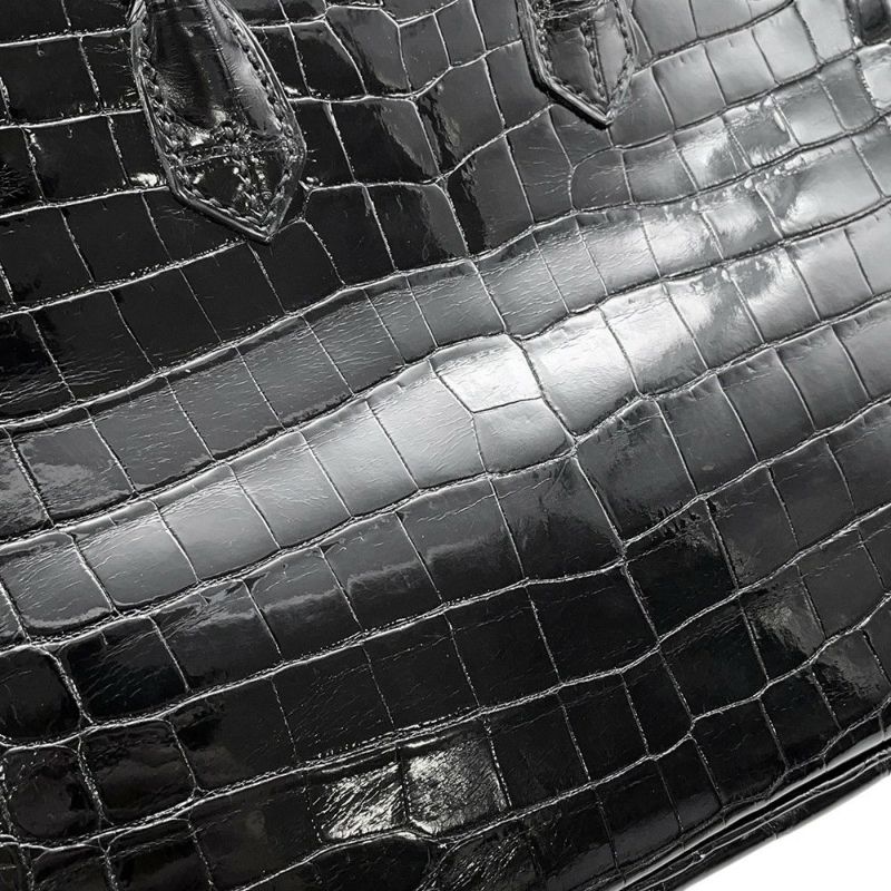 エルメス バーキン25 ブラック/シルバー金具  ニロティカスシャイン □M刻印 HERMES Birkin ハンドバッグ 黒