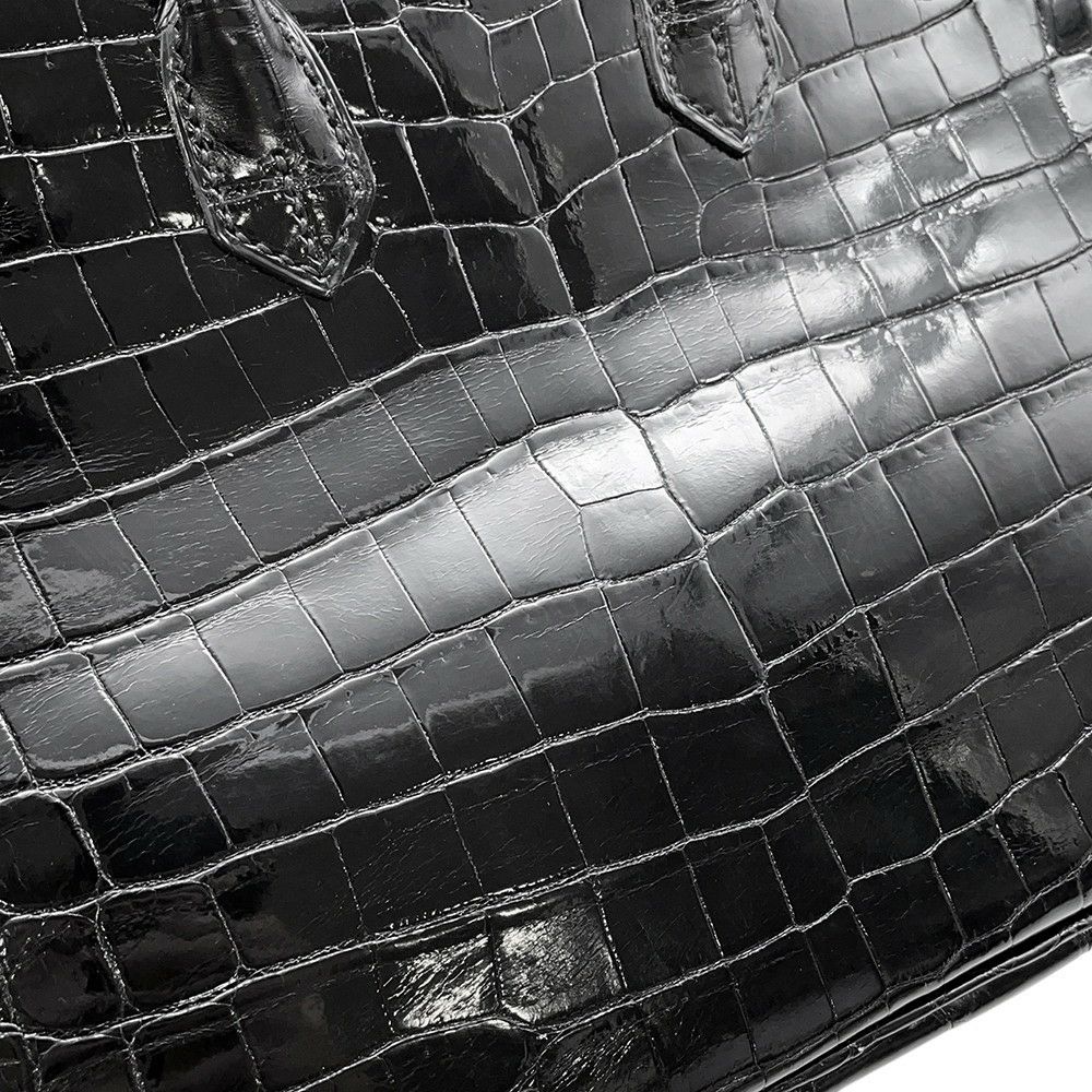 エルメス バーキン25 ブラック/シルバー金具  ニロティカスシャイン □M刻印 HERMES Birkin ハンドバッグ 黒