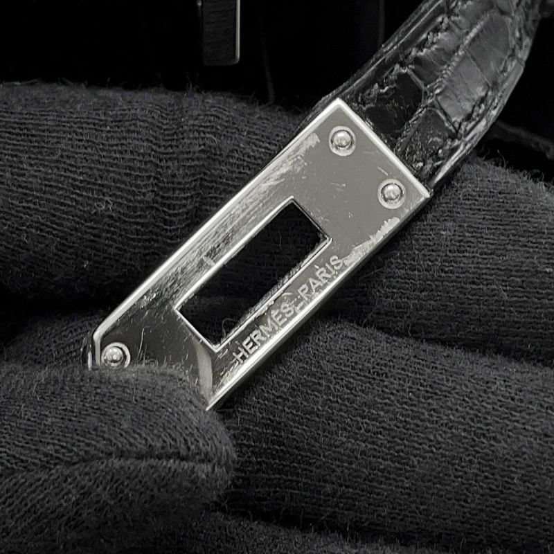 エルメス バーキン25 ブラック/シルバー金具  ニロティカスシャイン □M刻印 HERMES Birkin ハンドバッグ 黒