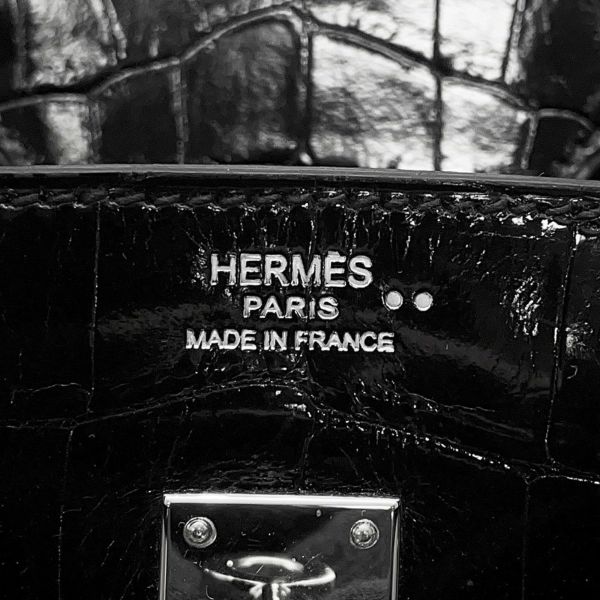 エルメス バーキン25 ブラック/シルバー金具  ニロティカスシャイン □M刻印 HERMES Birkin ハンドバッグ 黒
