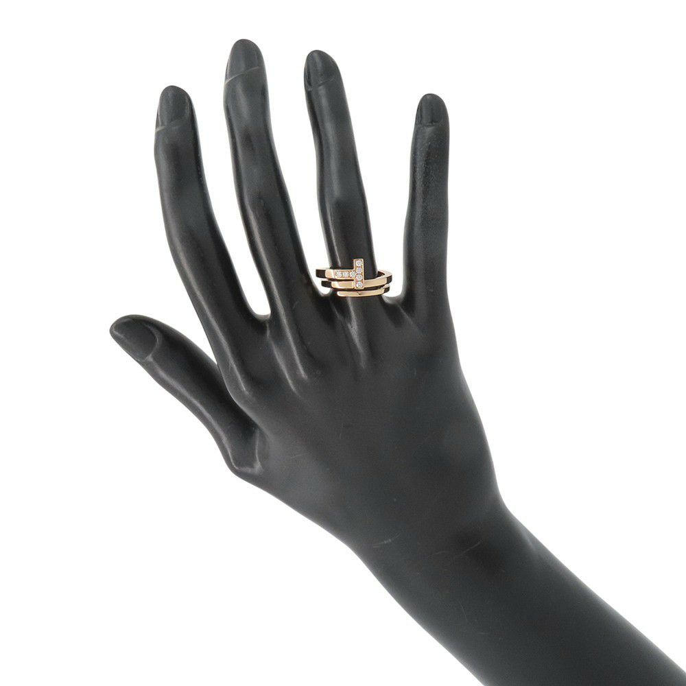 ティファニー リング Tスクエア ラップ リング ダイヤ7P 計0.01ct K18PGピンクゴールド サイズ約11号 Tiffany&Co. 指輪