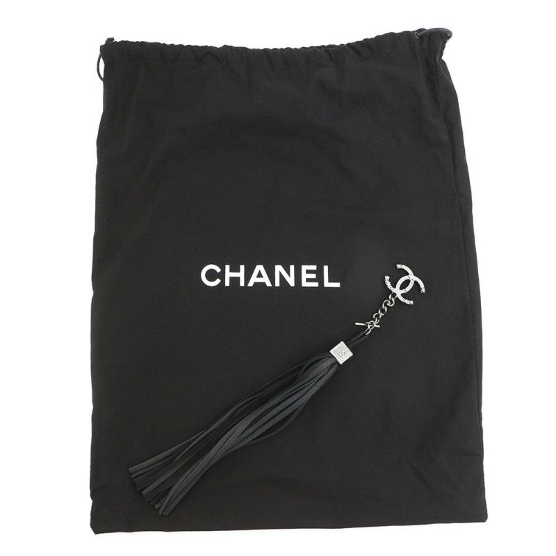 シャネル チェーンショルダーバッグ パリダラス 巾着 スエード レザー CHANEL 黒