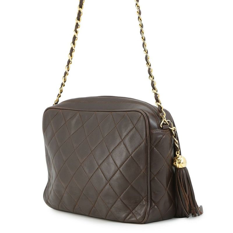 シャネル チェーンショルダーバッグ マトラッセ ココマーク タッセル ラムスキン CHANEL