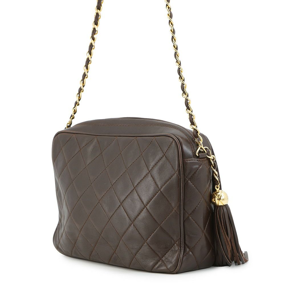 シャネル チェーンショルダーバッグ マトラッセ ココマーク タッセル ラムスキン CHANEL