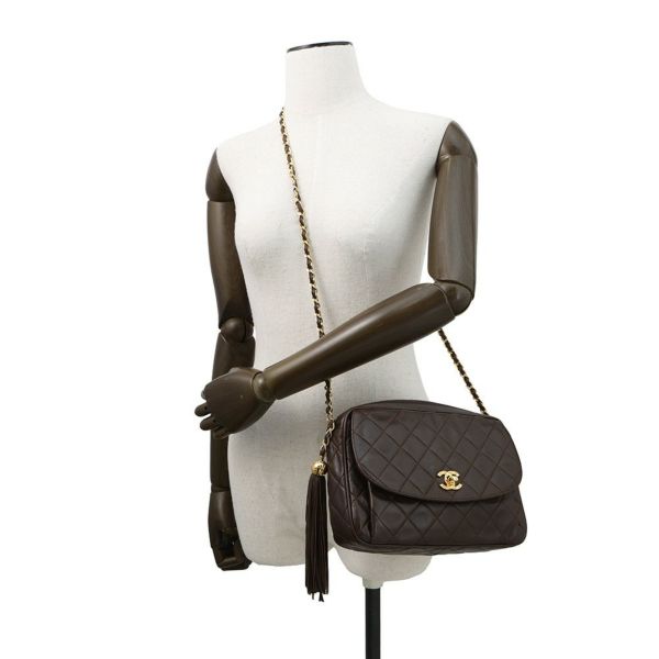 シャネル チェーンショルダーバッグ マトラッセ ココマーク タッセル ラムスキン CHANEL