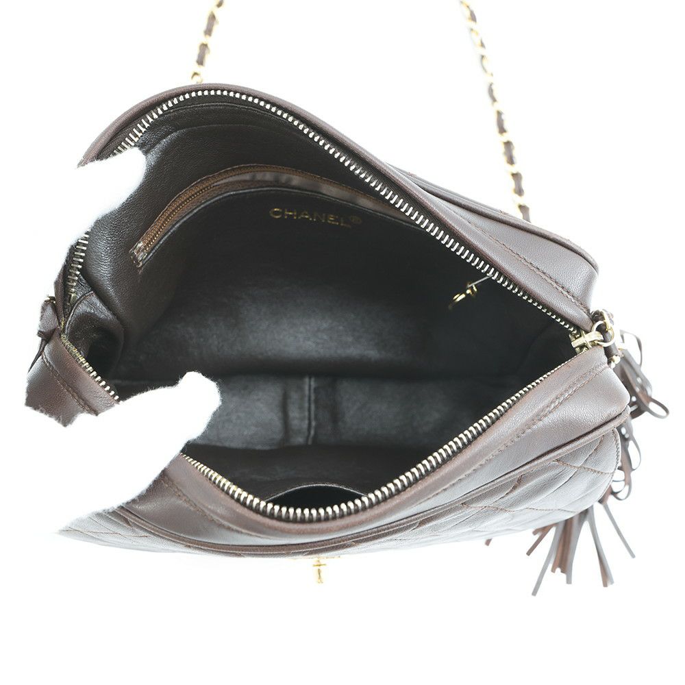 シャネル チェーンショルダーバッグ マトラッセ ココマーク タッセル ラムスキン CHANEL