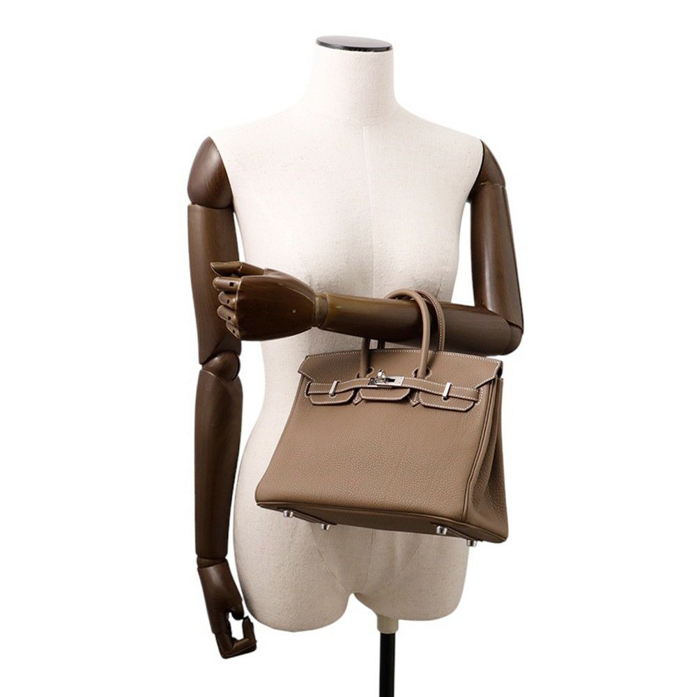 エルメス バーキン25 エトゥープ/シルバー金具 トゴ K刻印 HERMES Birkin ハンドバッグ