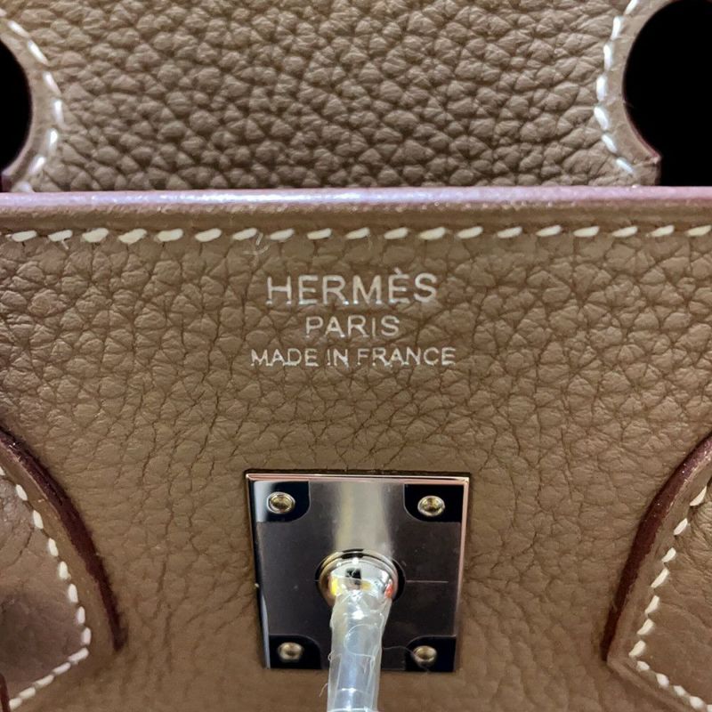 エルメス バーキン25 エトゥープ/シルバー金具 トゴ K刻印 HERMES Birkin ハンドバッグ