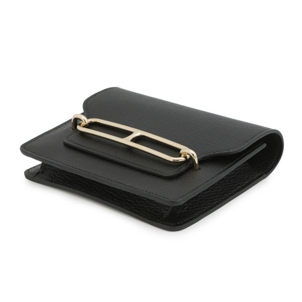 エルメス 財布 ロウリス ルリ スリム ブラック/ゴールド金具 シェブルミゾル U刻印 黒
