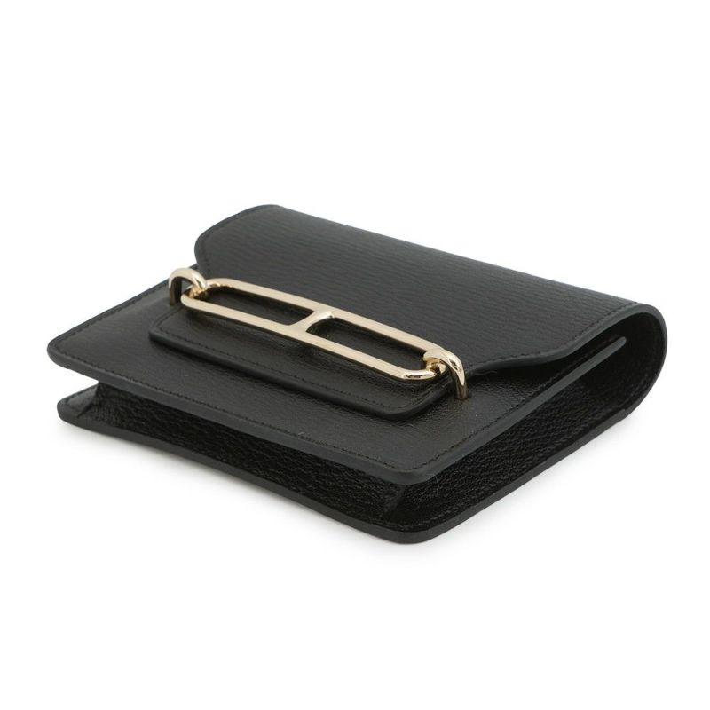 エルメス 財布 ロウリス ルリ スリム ブラック/ゴールド金具 シェブルミゾル U刻印 黒