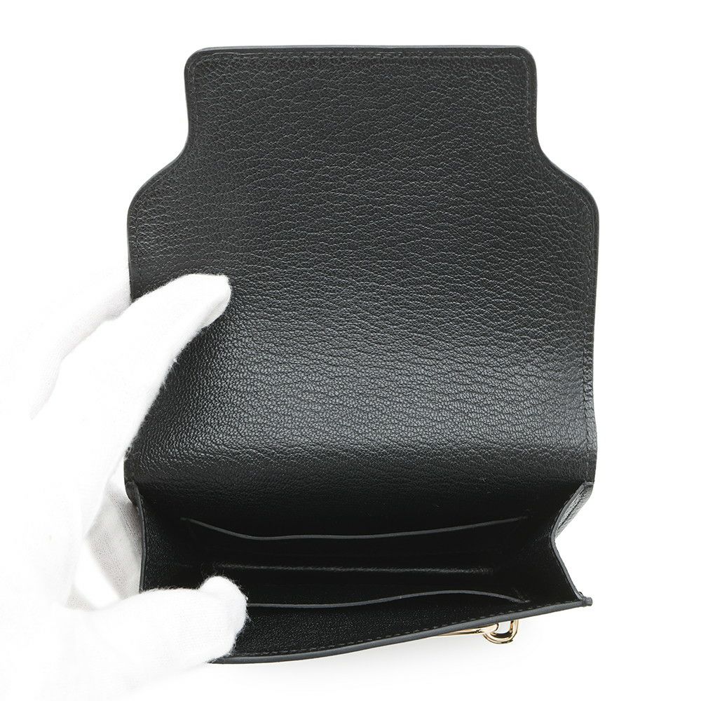 エルメス 財布 ロウリス ルリ スリム ブラック/ゴールド金具 シェブルミゾル U刻印 黒