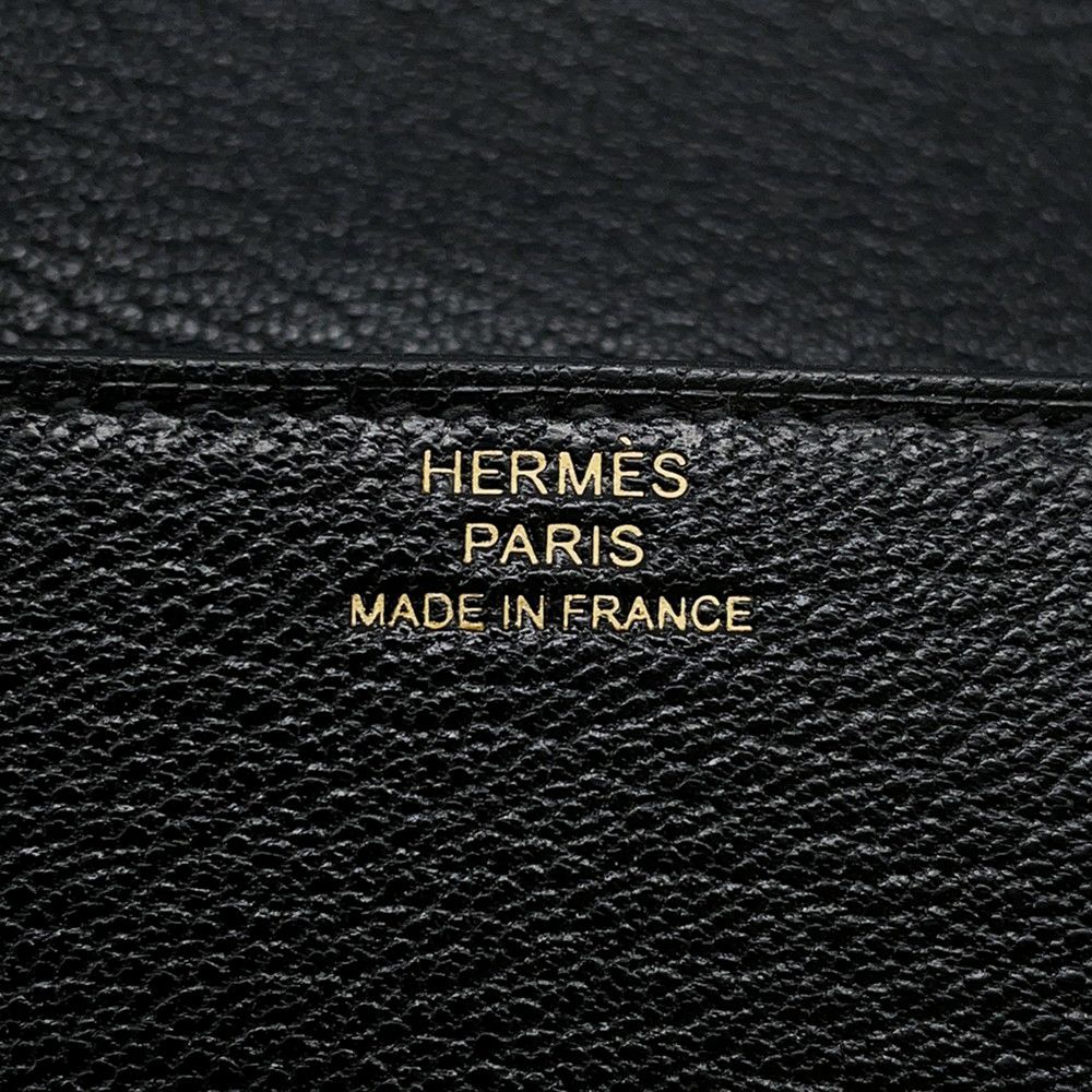 エルメス 財布 ロウリス ルリ スリム ブラック/ゴールド金具 シェブルミゾル U刻印 黒