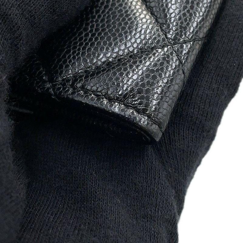 シャネル ミニチェーンウォレット カードケース マトラッセ キャビアスキン フェイクパール CHANEL 財布 黒